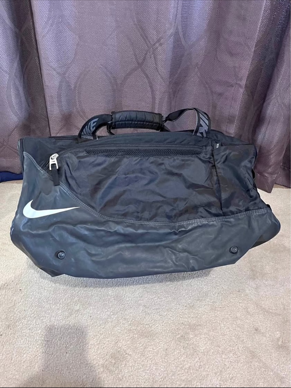 Nike Black Duffel with White Swoosh